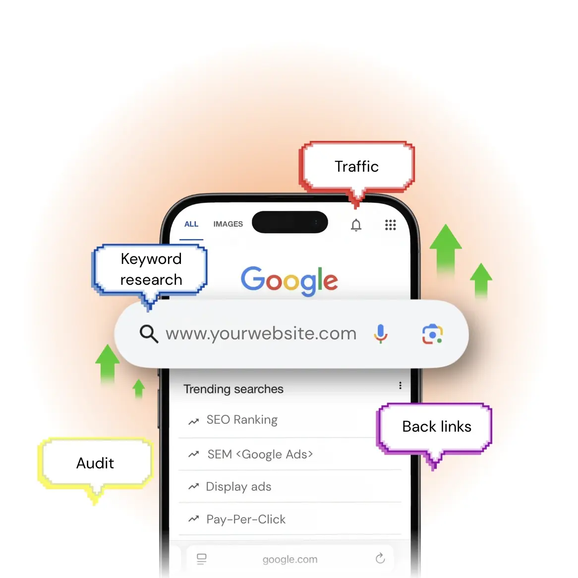 phone with google search screen